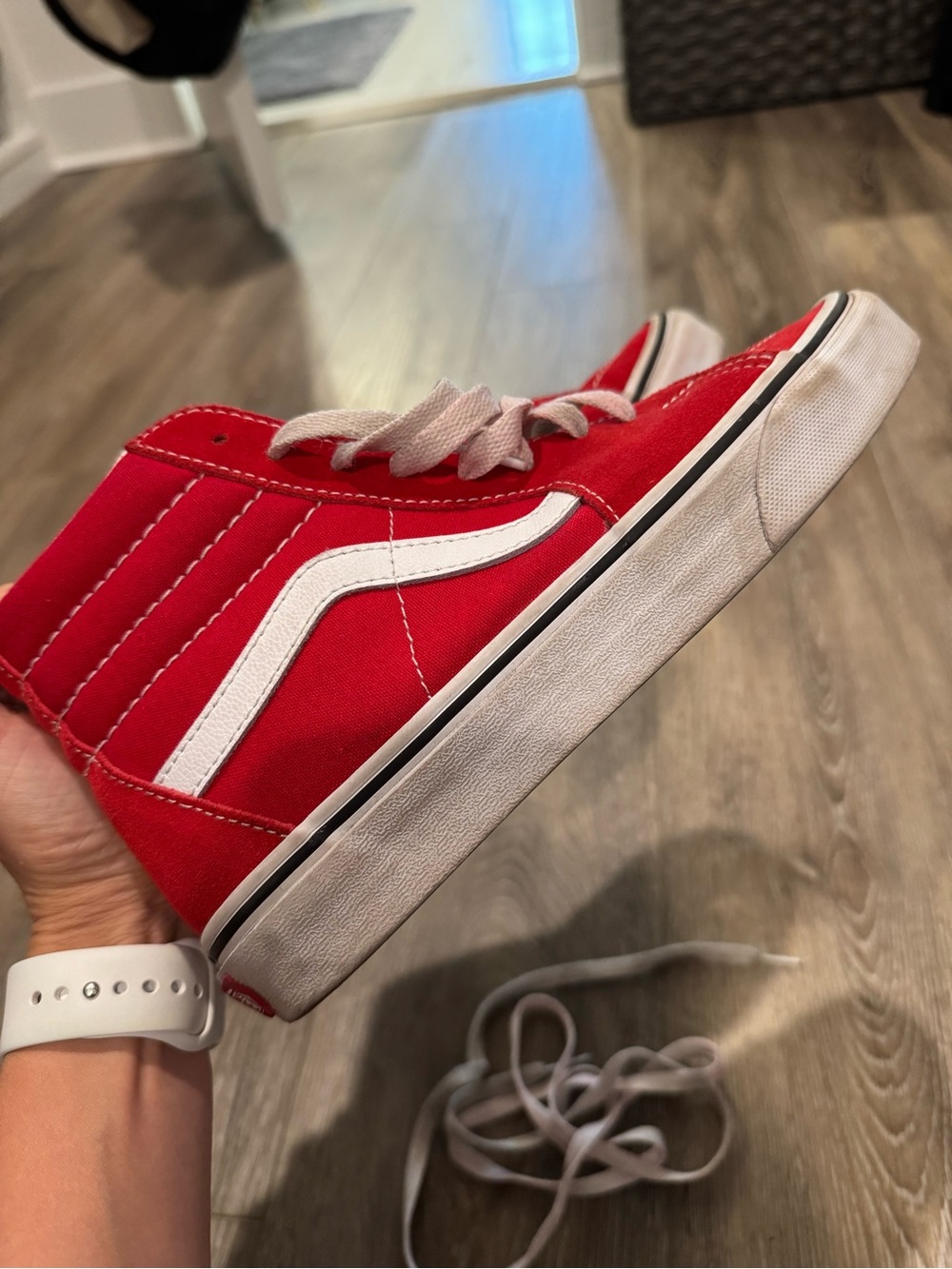 Red Vans Sk8-Hi Women’s size 6.5, men’s size 5
